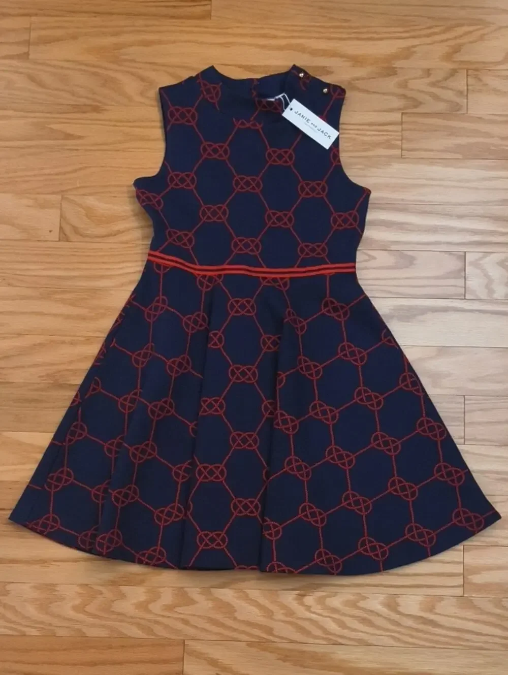 Janie & Jack Sleeveless Nautical Navy Dress Size 12 NWT